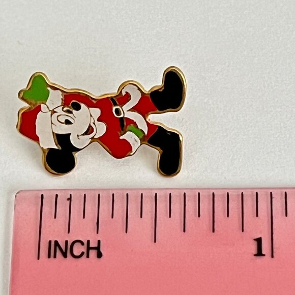 Vintage Walt Disney Productions Santa Mickey Mouse Christmas Pin Tie Tac Lapel - Picture 8 of 8
